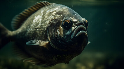 Fototapeta premium Piranha. Dangerous Underwater World. Generative AI