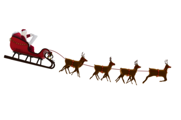 Side view of Santa Claus riding on sleigh during Christmas