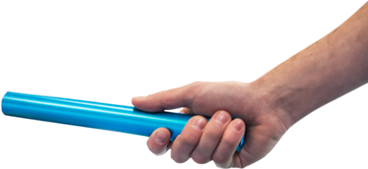 Cropped hand of athlete holding baton