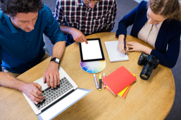 Business people using technology
