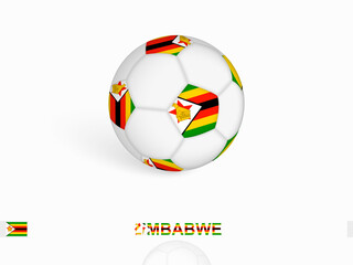 Soccer ball with the Zimbabwe flag, football sport equipment.