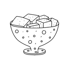 Sugar cubesr for cafe in hand drawn doodle style. Vector illustration isolated on white background.