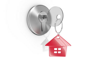 Lock and key with home keychain