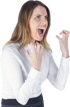 Frustrated businesswoman yelling