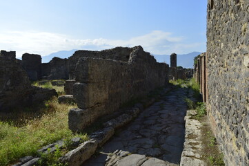 Fototapeta na wymiar Rua das ruínas de Pompeia