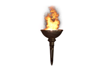 Burning sport torch over white background