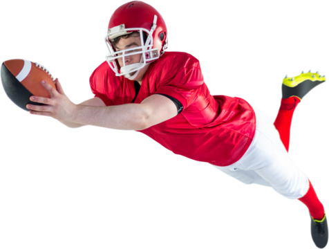 American football player scoring a touchdown