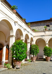 Fototapeta na wymiar Patio of a Villa in Italy with lemon trees