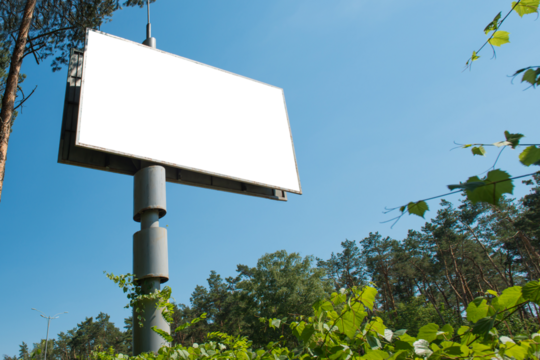 Blank billboard with empty space for advertising in PNG isolated on transparent background