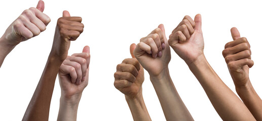 Multiethnic women showing their thumbs up