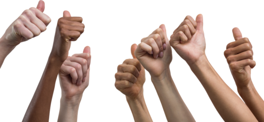 Multiethnic women showing their thumbs up