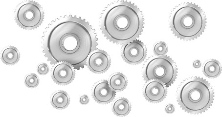 Vector image of various sized silver gears