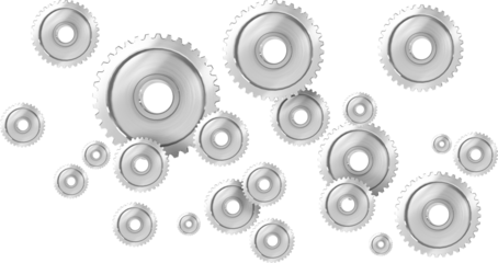 Vector image of various sized silver gears