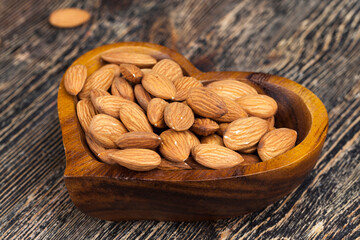 peeled almonds nuts close-up on the table