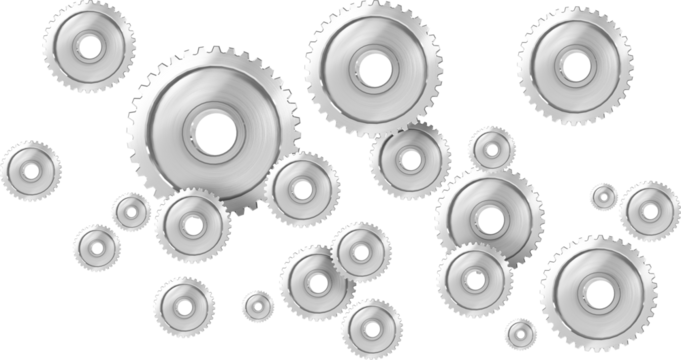 Vector image of various sized silver gears