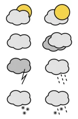Gordijnen Set of gray clouds. Weather icons set. Weather forecast © Anna Lysohor