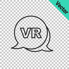 Black line Virtual reality icon isolated on transparent background. Futuristic VR head-up display design. Vector