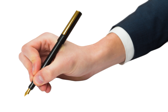 Hand writing with fountain pen