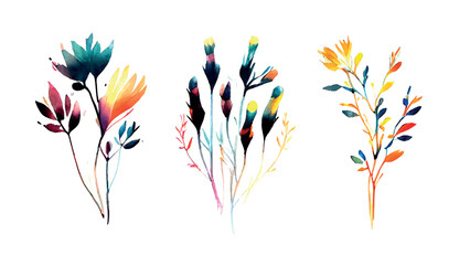 Beautiful watercolor floral collection. Colorful spring vector design