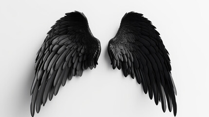 black angel wings on white background