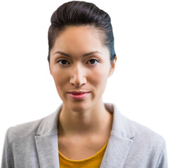 Portrait of businesswoman against white background