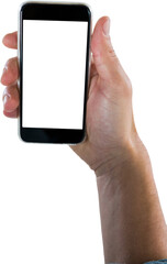 Close-up of cropped hand holding phone