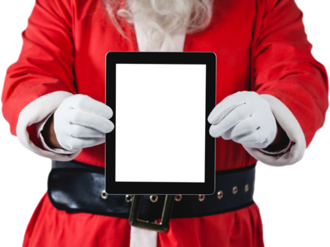 Santa Claus holding digital tablet for advertisement - Powered by Adobe