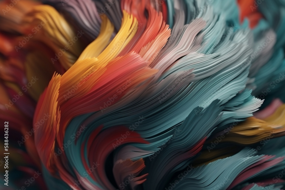 Poster abstract composition background. illustration of a spiraling and twisting colorful shape. generative