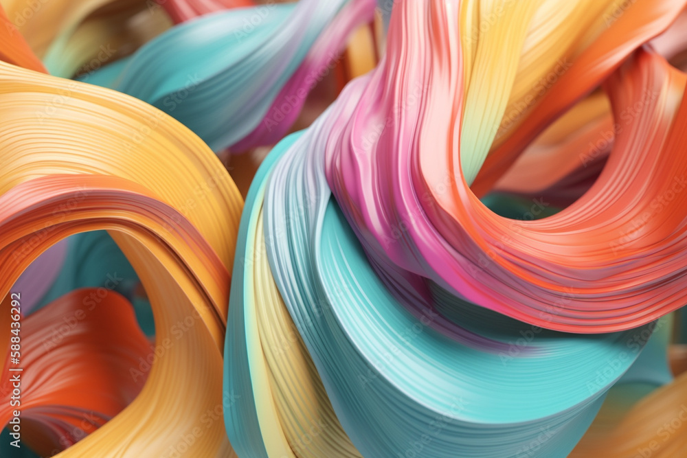 Poster abstract composition background. illustration of a spiraling and twisting colorful shape. generative