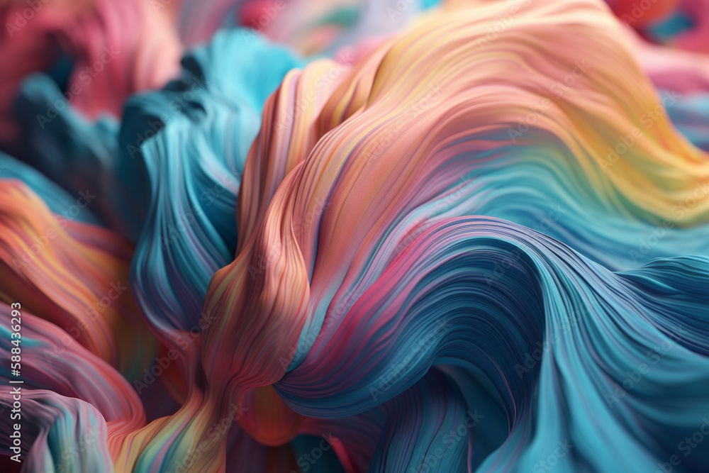 Poster abstract composition background. illustration of a spiraling and twisting colorful shape. generative