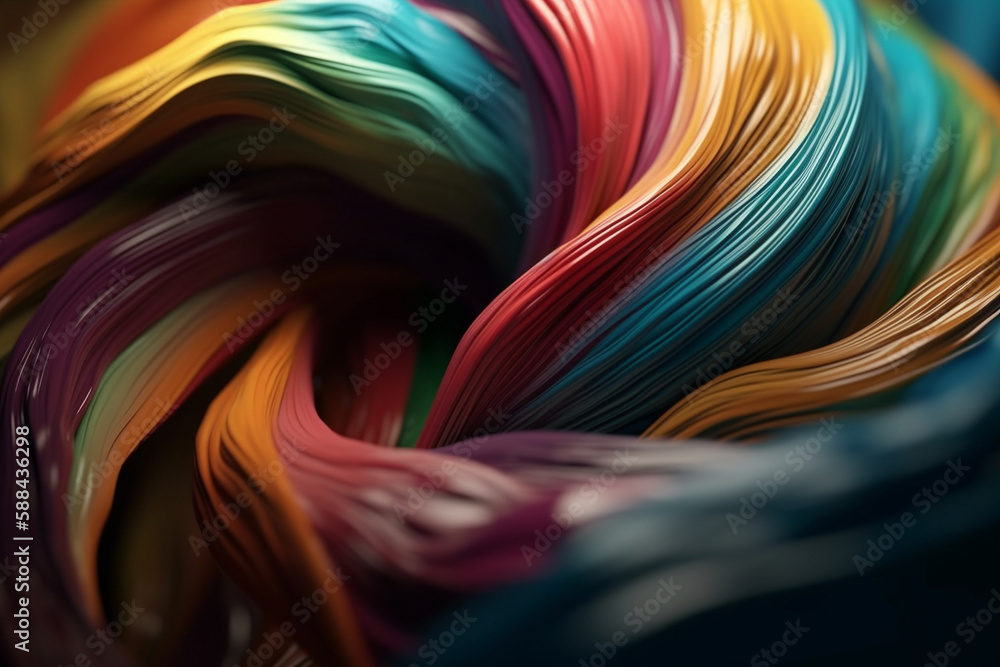 Poster abstract composition background. illustration of a spiraling and twisting colorful shape. generative