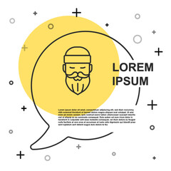 Black line Bearded lumberjack man icon isolated on white background. Random dynamic shapes. Vector