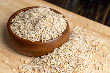 Unprocessed healthy dark rice, close up
