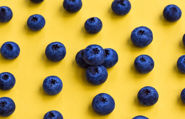blueberries on a yellow background