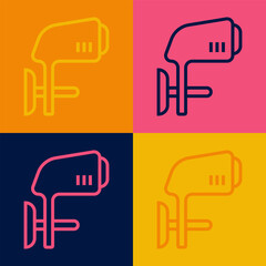 Pop art line Outboard boat motor icon isolated on color background. Boat engine. Vector