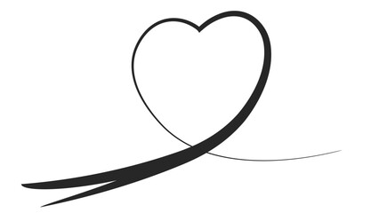Black hand drawn heart symbol line art banner illustration vector, isolated on white background
