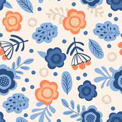 Floral, simple, modern seamless pattern for fashion textiles, graphics, backgrounds and crafts.