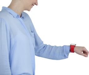 Businesswoman wearing smartwatch