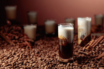 White Russian cocktail. Vodka, coffee liqueur, and cream.