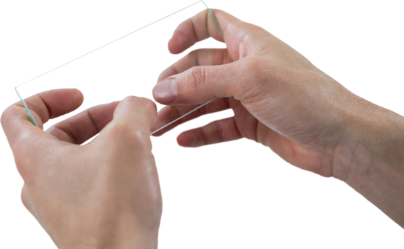 Cropped image of hands using futuristic mobile phone