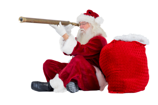 Santa claus looking through telescope - Powered by Adobe