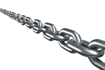 3d illustration of silver linked metal chain