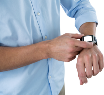 Man using smart watch