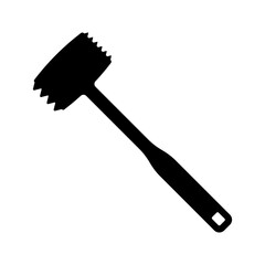 Hammer for beating meat icon. Black silhouette. Front side view. Vector simple flat graphic illustration. Isolated object on a white background. Isolate.