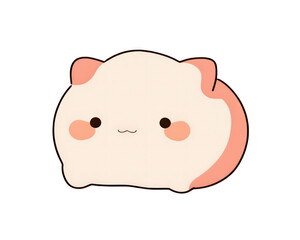 Cute kawaii piggy on white background, vector illustration.