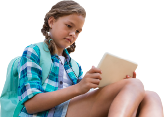 Girl using digital tablet