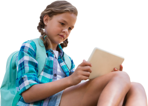 Girl using digital tablet