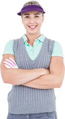 Pretty blonde posing with crossed arms