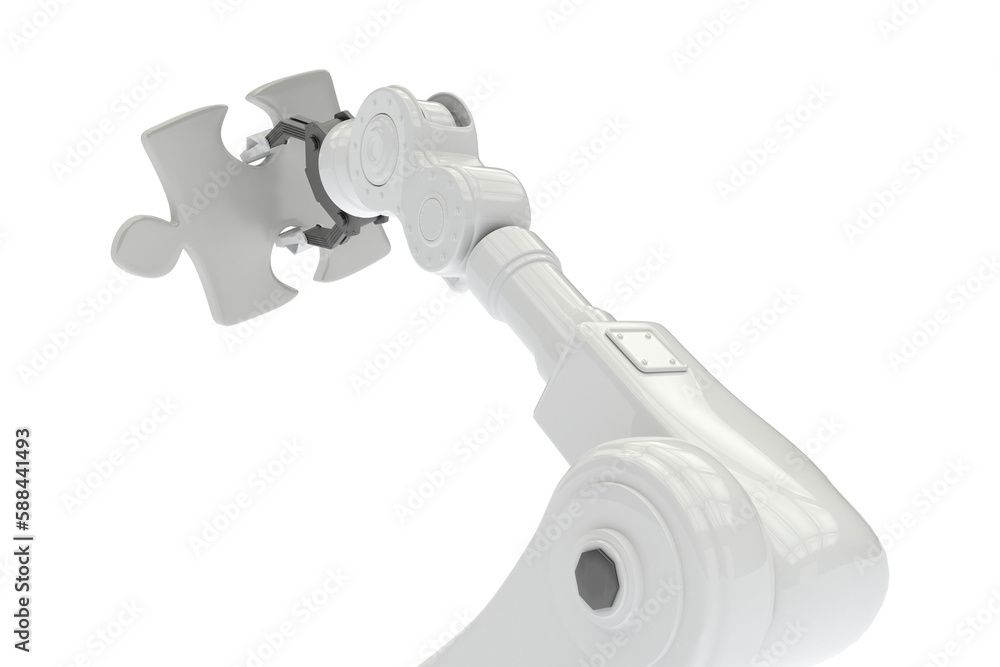 Poster vector image of robot holding puzzle