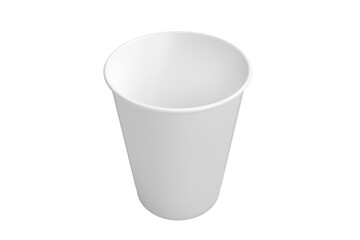 Empty cup over white background